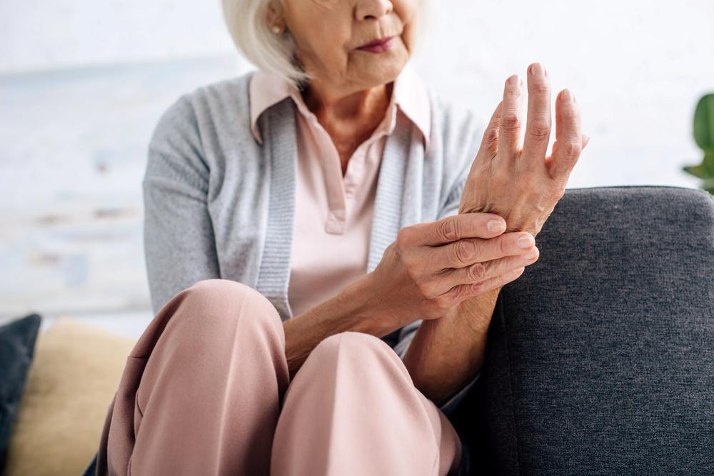 senior lady having arthritis